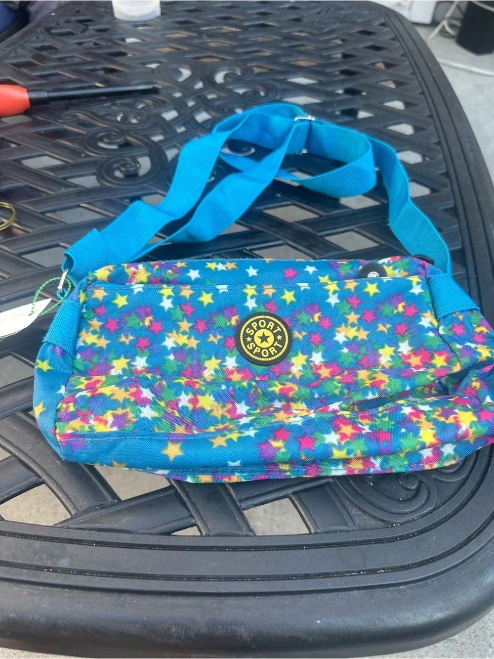 Sporto Turquoise Star-Print Adjustable Strap Crossbody Bag